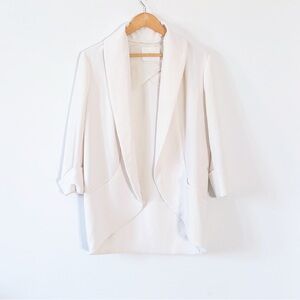 Aritzia Wilfred North Blazer Light Birch White Relaxed Open-front Shawl Collar